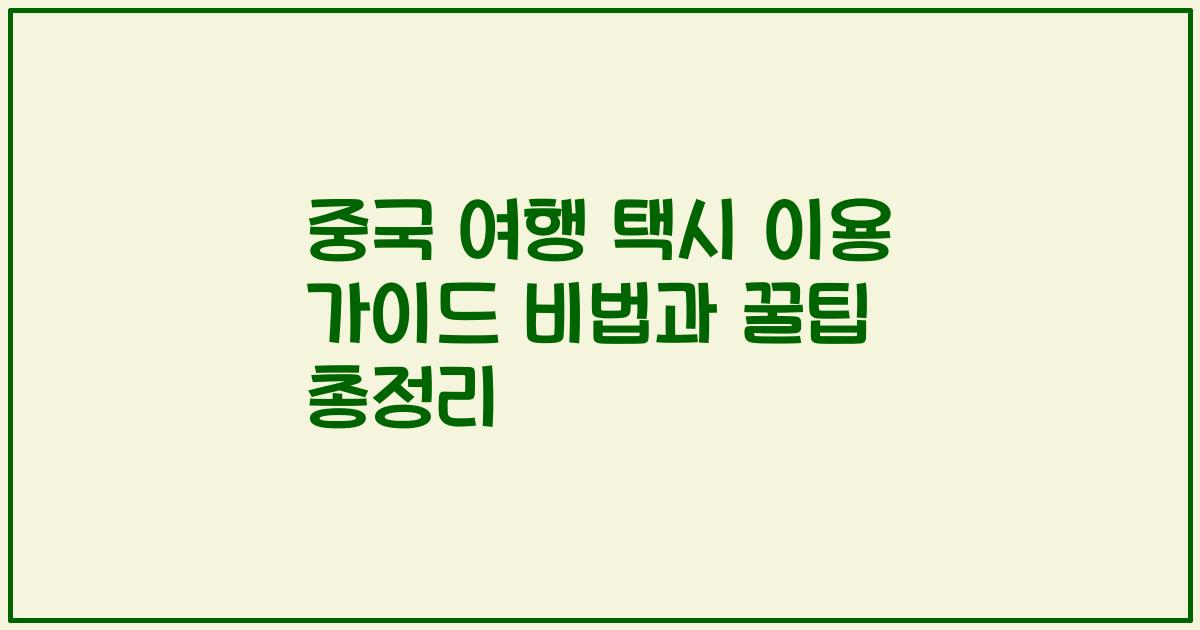 중국 여행 택시 이용 가이드 비법과 꿀팁 총정리